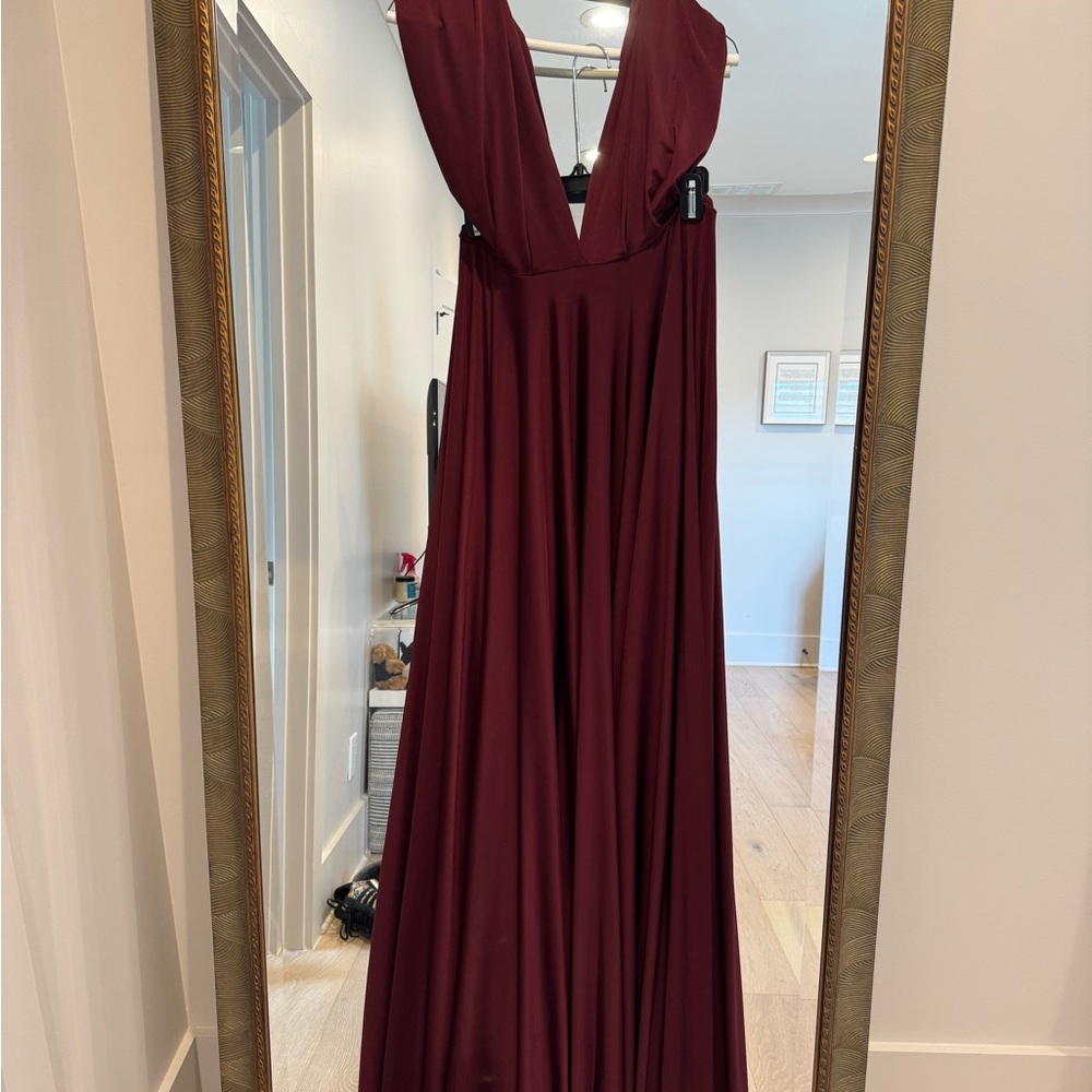 Two Birds Bordeaux Maxi Convertible Dress